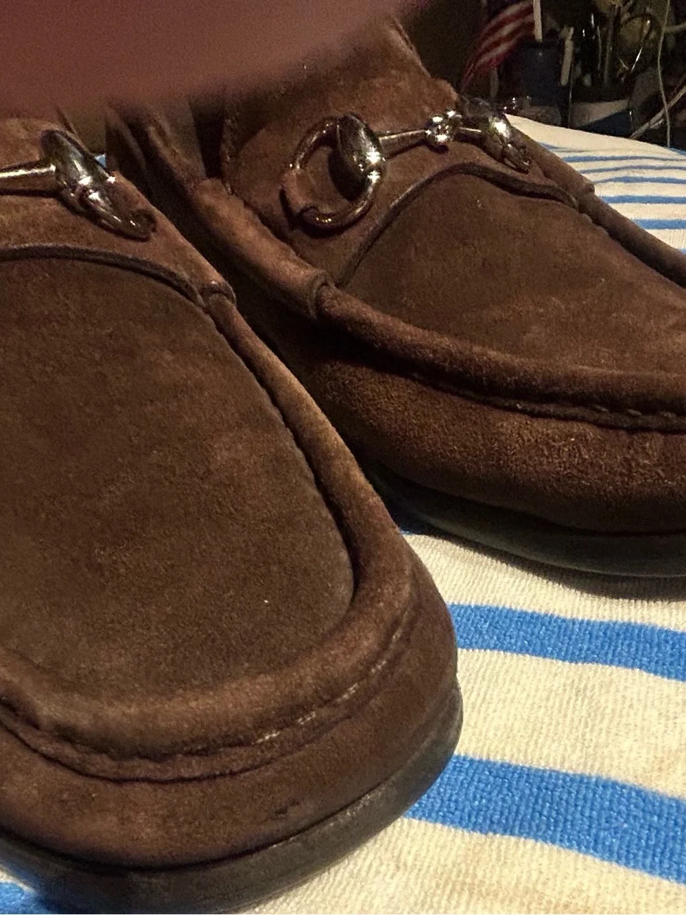 Gucci Men's Brown Suede Horsebit Loafers